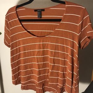 brown & white striped flowy top